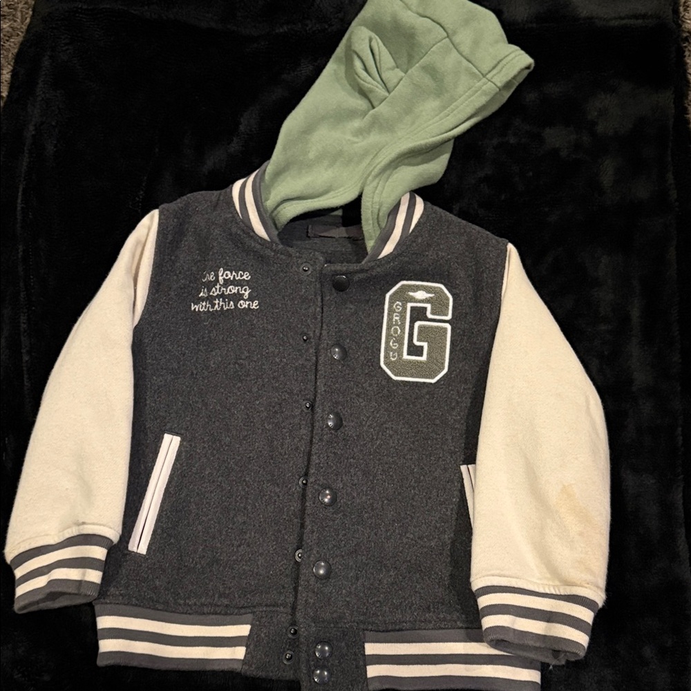 GAP Kids Gray and Cream Hoodie Jacket